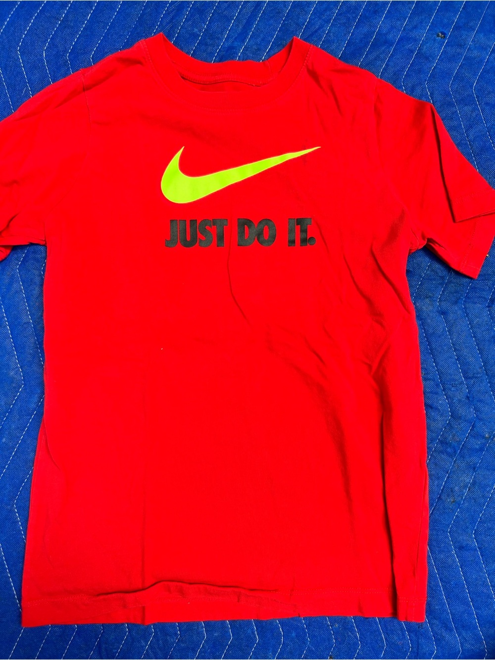 Nike Red Short-Sleeve Tee with Neon Yellow Swoosh